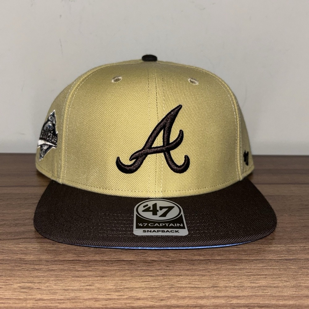 '47 Captain Atlanta Braves 1995 World Series Snapback Hat Cap Gold Brown New